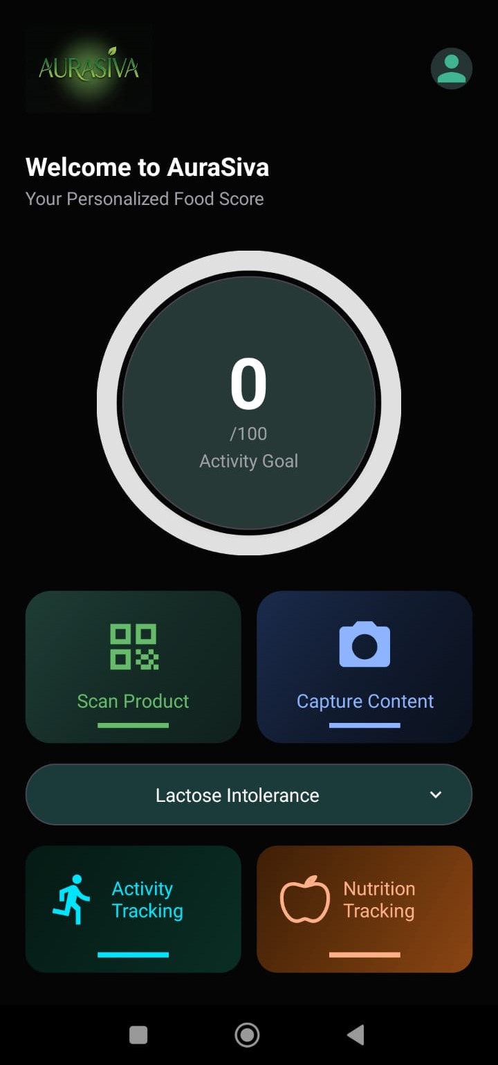 Aurasiva Home Screen